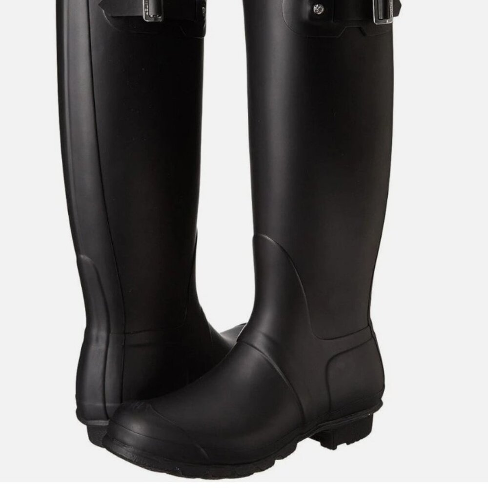 Hunter Original Tall Rubber Rain Snow Boots Matted Black Size US 5 EU 36 NEW